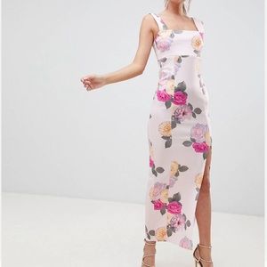 SOLD // Square-neck floral midi dress